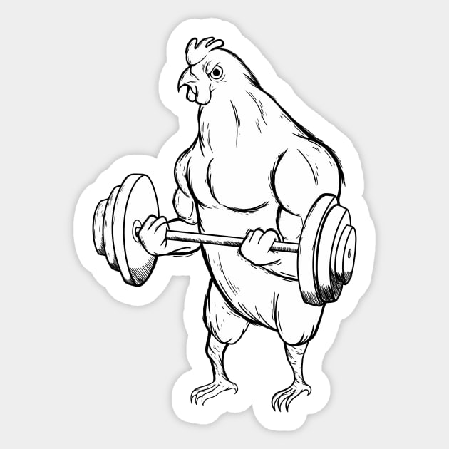 Inktober Day 5 Chicken -  Swol as cluck Sticker by WeFlaps Comics Merch